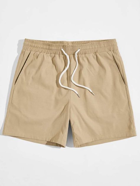 Free Returns ✓ Free Shipping On Orders $49+ ✓. Men Slant Pocket Drawstring Waist Solid Shorts- Men Shorts at SHEIN. Khaki Shorts Outfit, Khaki Shorts Men, Mens Shorts Outfits, Desain Editorial, Drawstring Waist Shorts, Boy Fits, Mens Fashion Casual Outfits, Comfy Shorts, Khaki Shorts