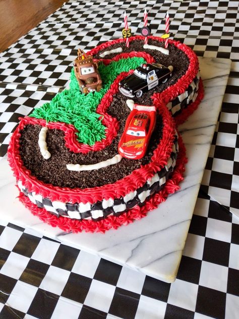 Disney Cars Birthday Cake Number 3, Lightning Mcqueen Cookie Cake, Light Mcqueen Cake, Disney Car Birthday Cake, Lightning Mcqueen Cupcake Cake, Lightning Mcqueen Sheet Cake, Race Car Cake 3rd Birthday, Diy Cars Birthday Cake, Cars Cake Diy