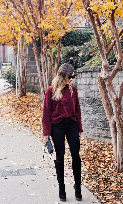 Red Chenille Sweater Chenille Sweater Outfit, Sunglasses Chanel, Chanel Woc, Michael Kors Boots, Top Fashion Bloggers, Pullover Mode, Celine Sunglasses, Winter Mode, Sweater Outfit