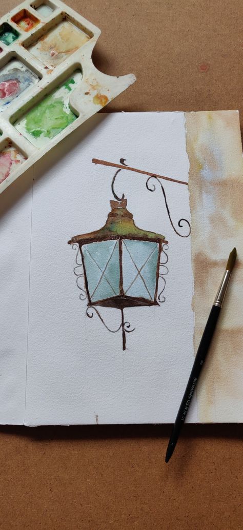 Lamp Post Drawing, Bible Project, Christian Drawings, Drawing Scenery, Lamp Posts, Doodle Inspiration, Christmas Painting, Old Lights, Book Art Diy