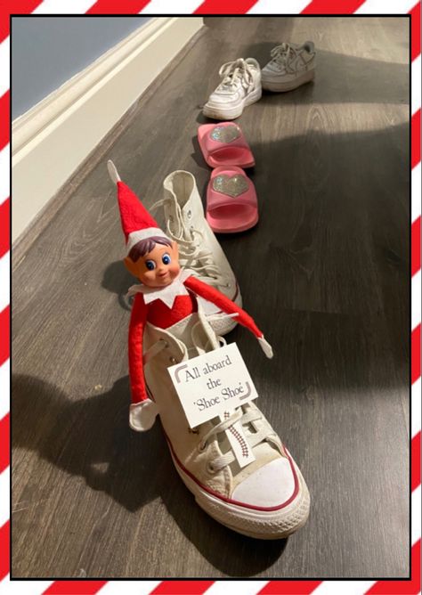 Elf Shoe Train, Elf Shoes, All Aboard, Elf On The Shelf, Elf, Shelves, Train, Holiday Decor, Home Decor