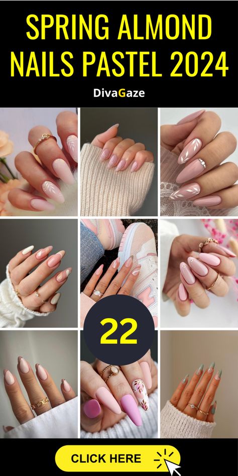 Spring Almond Nails Pastel 2024: Unveiling the Season's Chicest Trends - divagaze.com Spring Almond Shaped Nails, Almond Nails Pastel, Spring Vacation Nails, Spring Almond Nails, Nail Ideas Simple, Spring Nail Ideas, Nails Painted, Nails Pastel, French Tip Design