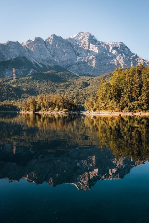 Morning photo of Eibsee Mountain Lake, Garmisch Partenkirchen, Bavaria, Germany stock image Garmisch Germany, Eibsee Germany, Germany Scenery Beautiful Places, Germany View, Garmish Germany, Obersee Lake Germany, Mountain Lake, Bavaria, Germany