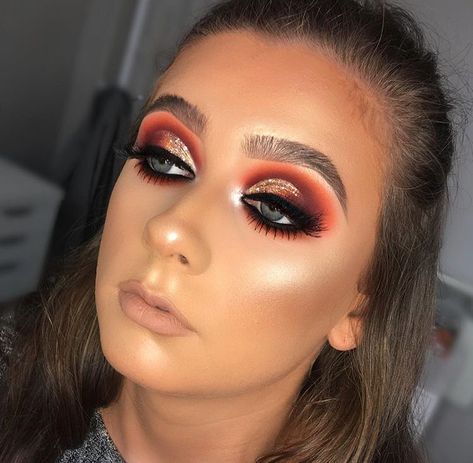 Jaclyn Hill Makeup, Dear Face, Dramatic Wedding Makeup, Club Makeup, Dramatic Wedding, Orange Eyeshadow, Orange Makeup, Carnival Makeup, Work Makeup