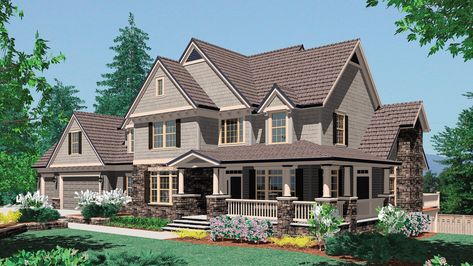 Alan Mascord Design Associates : Plan 2371A | Front Rendering Luxury Plan, Country Craftsman, House Plans And More, Craftsman Style House Plans, Craftsman House Plan, Farmhouse House, Craftsmen Homes, Up House, House Plans Farmhouse