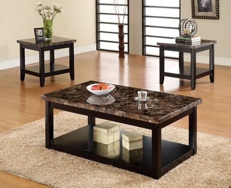 Marble Living Room Table, Marble Top Accent Table, Marble Coffee Table Set, Granite Coffee Table, Dark Wood Coffee Table, Marble Living Room, Faux Marble Coffee Table, Van Furniture, Marble Top Side Table