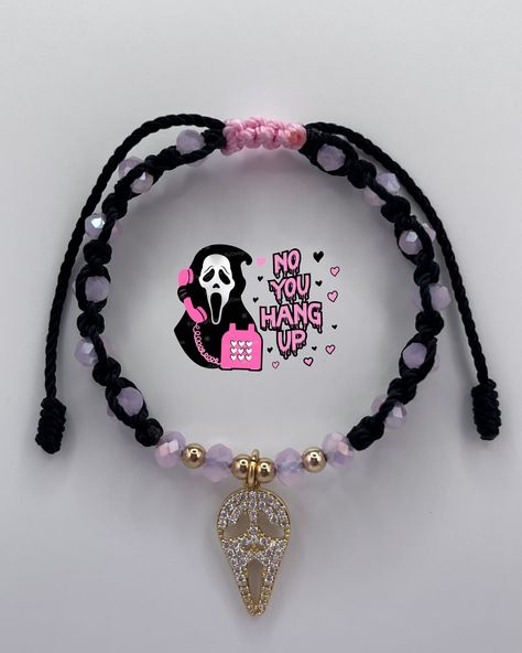 BOO! All available to shop at Blusherjewels.com (Link in bio) - - Follow @blusherjewels for more! - #fall #halloween #bracelets #fallseason #hellokitty #scream #ghostface #collage #exploremore Ghostface Collage, Collares Aesthetic, Scream Ghostface, Bracelet Inspo, Ghost Faces, Dia De Muertos, Bracelet Designs, Fall Season, Fall Halloween