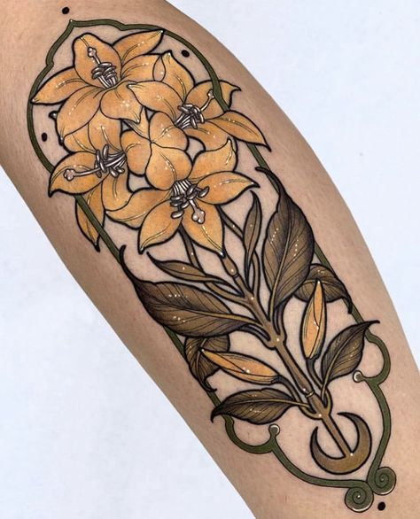 33 Tattoo, Art Nouveau Tattoo, Motifs Art Nouveau, Nouveau Tattoo, Botanical Tattoo, Up Tattoos, American Traditional Tattoo, Neo Traditional, Nature Tattoos