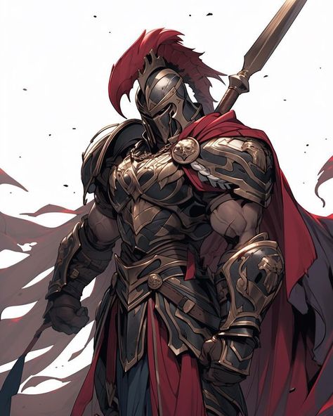 Anime Spartan Warrior, Fantasy Gladiator Art, Roman Character Design, Spartan Warrior Art, Spartan Art, Warrior Concept Art, Roman Warriors, Spartan Warrior, 다크 판타지