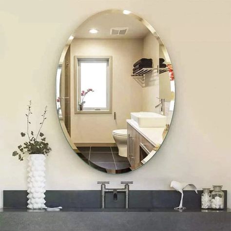 1/2 Bathroom Ideas, Mirror With Hooks, Free Mirror, Mirror Shapes, Oval Wall Mirror, Oval Mirror, Beveled Mirror, Bathroom Vanity Mirror, Mirrors Wayfair