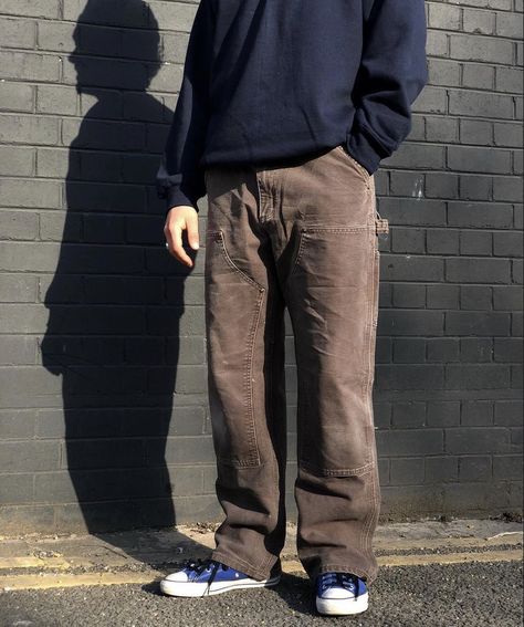 90s Carhartt double knees Brown Double Knee Pants Outfit, Aethstetic Clothes Men, Carhartt Brown Pants Outfit, 90s Pants Men, Carhartt Double Knee Pants Outfit Men, Brown Carhartt Pants Outfit, Mens Carhartt Fashion, Carhartt Pants Outfit Men, 90s Grunge Fashion Men