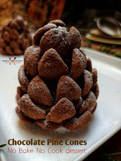 No bake no cook Chocolate pine cones recipe is a simple, easy and delicious dessert, which, even your kids can make on Christmas. Pinecone Brownies, Peanut Butter Dinner, Almond Pinecones, Homemade Brownies Recipe, Easy Homemade Brownies, Toffee Fudge, Cook Desserts, Recipe Brownies, Homemade Brownies Easy