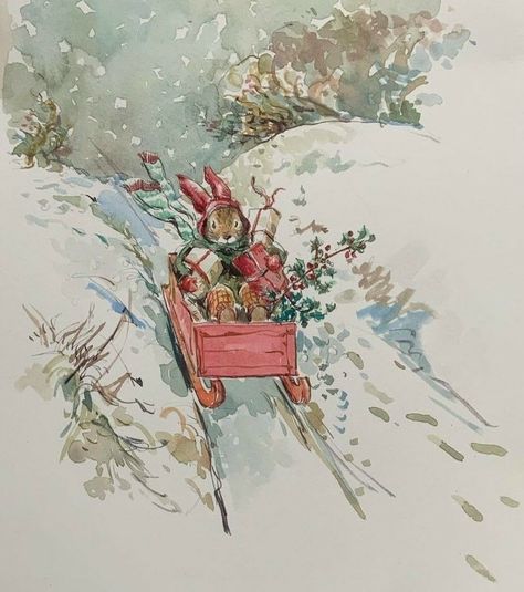 Claire Fletcher Illustration, Hastings England, Christmas Arts, 동화 삽화, Storybook Art, Winter Illustration, Rabbit Art, Bunny Art, Fairytale Art