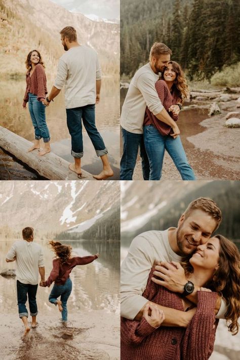 Iphone Engagement Photos Picture Ideas, Fall Guest Dress, Engagement Photos Outfits 2023, Engagement Photos Sage Green, Engagement Hiking Photos, Hiking Engagement Photoshoot, Engagement Photos With Converse, Engagement Photos Glacier National Park, Engagement Funny Photos