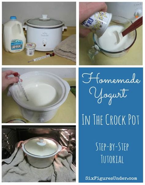 Homemade Yogurt in the Crock Pot - Six Figures Under Freida Loves Bread Instant Pot Yogurt, What To Make With Milk, Crockpot Yogurt, Crock Pot Yogurt, Homemade Yoghurt, Yogurt Making, Thm Fp, Homemade Yogurt Recipes, Recipe Crockpot