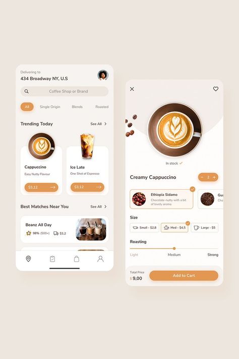 #coffeemobileapp #coffeeapp #uxdesign #ui #appdesigner Coffee Shop App Ui Design, Coffee App Design, Coffee Mobile, App Wireframe, Ux Design Portfolio, App Frame, Web Application Design, Coffee Delivery, App Design Layout