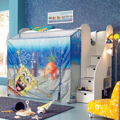 Have to have it. Nick Sponge Bob Adventure Stairway Tent Loft Bed $1575.00 Spongebob Bedroom, Loft Bed Storage, Paw Patrol Rescue, Walmart Bedding, Futon Bunk Bed, Space Saving Bedroom, Twin Over Full Bunk Bed, Cool Kids Rooms, Marvel Avengers Assemble