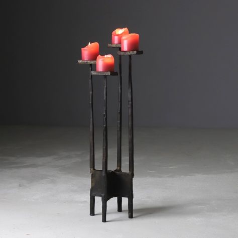 Listed on VNTG.com: Large brutalist candle holder in forged bronze by Lothar Klute, Germany 1987 | #vntg #vintage Weld Art, Bronze Coffee Table, Floor Candle, Media Furniture, Ceramic Candle Holders, Brass Candle Holders, Glass Molds, Metal Candle Holders, Brass Candle