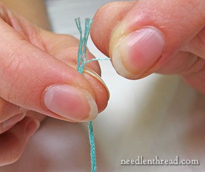 Beginner Embroidery Tip: How to Separate Floss – NeedlenThread.com How Many Strands For Embroidery, Uses For Embroidery Floss, Which Thread To Use For Embroidery, How To Separate Embroidery Thread, Cross Stitch Ending Thread, Braiding Embroidery Floss, Long And Short Stitch, Embroidery Tools, Embroidery Stitches Tutorial