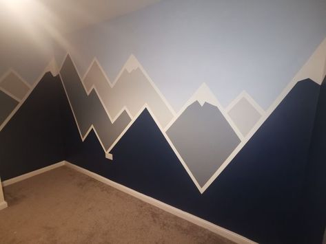 Mountain Mural Kids Room, Mountain Mural Nursery, Nursery Mountain Mural, Diy Mountain Mural, Mountain Wall Painting, Mountain Nursery Wall, Adventure Awaits Nursery, Boy And Girl Shared Bedroom, Mural Nursery