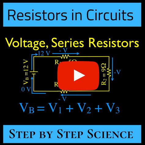 In a series circuit, the current is only able to flow through a single path. In a series circuit, the current is the same throughout the entire circuit. The voltage in a series circuit is divided across each of the resistors. If one of the resistors in a series circuit stops working, the current will not be able to flow through the rest of the circuit. #stepbystepscience #physics #electriccircuits #resistorsinseries #resistorsinparallel #current #voltage #resistance Series Circuit, Series And Parallel Circuits, Ohms Law, Electric Circuit, Math Videos, Physical Science, Electric Power, A Series, Chemistry