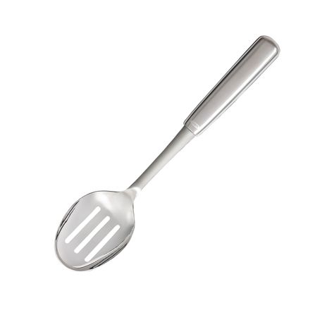 Made from durable stainless steel with non-slip, flexible fins on the side of the handle, this large slotted cooking spoon is perfect for stirring, mixing, and draining excess oil or liquid from food. Suitable for use in the dishwasher it also includes a hanging hole in the handle for easy storage. Slotted Spoon, Slotted Spoons, Cooking Spoon, Food Preparation, Kitchen Utensils, Award Winning, Dishwasher Safe, Stainless Steel