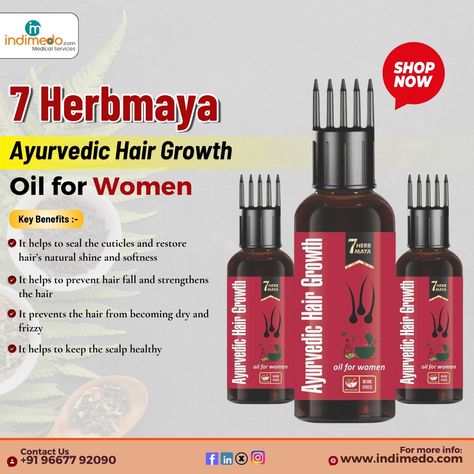 7Herbmaya Ayurvedic Hair Growth Oil for Women for more info :- https://indimedo.com/products/hair-care/7herbmaya-ayurvedic-hair-growth-oil-for-women visit us :- www.indimedo.com #ayurvedicmedicine #womenshealth #ayurvedatreatment #ayurvedic #ayurvedichealing #ayurvedicherbs #ayurvedalifestyle #woman #ayurvedalife #ayurvedatips #herbalmedicine #ayurvedahealing #nailsalonbali #ayurvedayoga #beautytips #professionaltreatment #beauty Ayurvedic Hair Growth Oil, Ayurvedic Hair Growth, Ayurveda Life, Prevent Hair Fall, Ayurvedic Healing, Ayurvedic Hair, Ayurveda Yoga, Ayurvedic Herbs, Healthy Oils