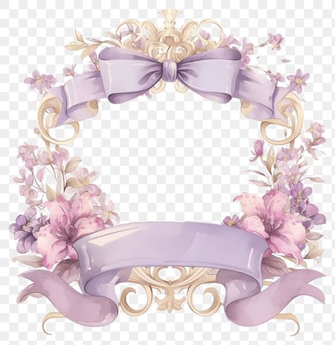 Purple Vintage Aesthetic, Coquette Frame, Purple Coquette, Baby Frames, Frame Ribbon, Arch Frame, Disney Princess Birthday Party, Baby Shower Labels, Digital Invitations Wedding