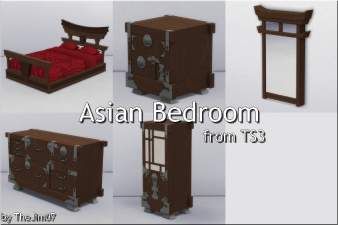 Mod The Sims - Downloads -> TheJim07 -> Buy Mode Sims 4 Korean, Mt Komorebi, Bedroom Zen, Asian Bedroom, Japanese Bed, Asian Furniture, Zen Bedroom, Asian Homes, Asian Home Decor