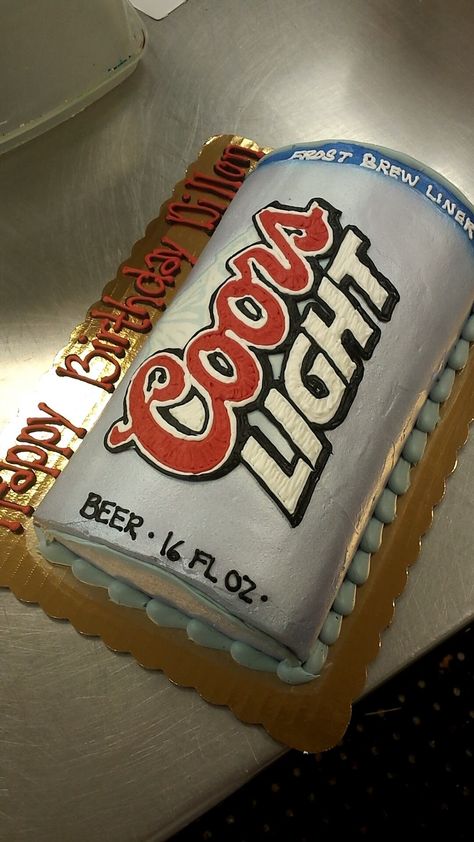 Coors Light Birthday Cake, Coors Light Party Ideas, Coors Light Birthday Party, Coors Banquet Cake, Beer Cake Ideas For Men, Coors Light Cake, Guy Cakes, 21st Birthday Cake For Guys, Booze Cake