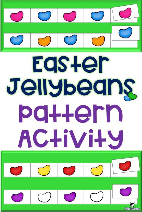 Easter Jellybean Pattern Activity : FREE 10 Colorful Pattern Activities | Grab this Printable for more EASTER FUN!  Perfect for your preschooler and pre-K.  #preschoolactivities Math Patterns Activities, Ab Pattern Worksheet, Ab Pattern, Ab Patterns, Easter Math, Kindergarten Math Games, Math Patterns, Pattern Game, Pattern Worksheet