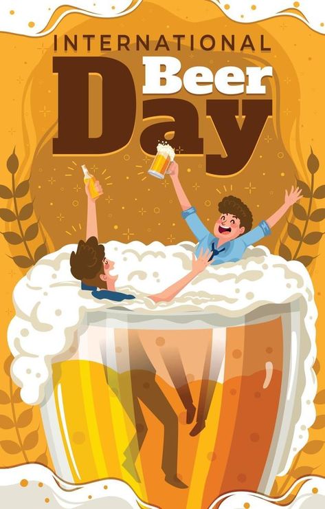 Beer Magazine Design, Leo Beer, Craft Beer Party, Beer Magazine, Beer Drawing, Illustration Composition, Beer Cartoon, International Beer Day, Beer Illustration