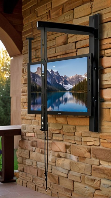 Top Picks for English Outdoor TV Mounts Patio Tv Mount Ideas, Backdoor Patio, Outdoor Tv Wall, Tv Mount Ideas, Outdoor Tv Area, Tv Mounting Ideas, Outdoor Tv Stand, Outdoor Television, Outdoor Tv Mount