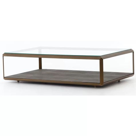 Corrigan Studio® Cow Island Coffee Table | Wayfair Shagreen Coffee Table, Shadow Box Coffee Table, Glass Top Coffee Table, Coffee Table Wayfair, Rectangular Coffee Table, Four Hands, Modern Vibe, Glass Coffee Table, Coffee Table With Storage