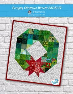 Wreath Quilt Block, Christmas Wreath Quilt, Quilted Decor, Wreath Quilt, Quilted Christmas Gifts, Fabric Christmas Decorations, Christmas Quilting Projects, Christmas Quilt Blocks, Quilt Christmas