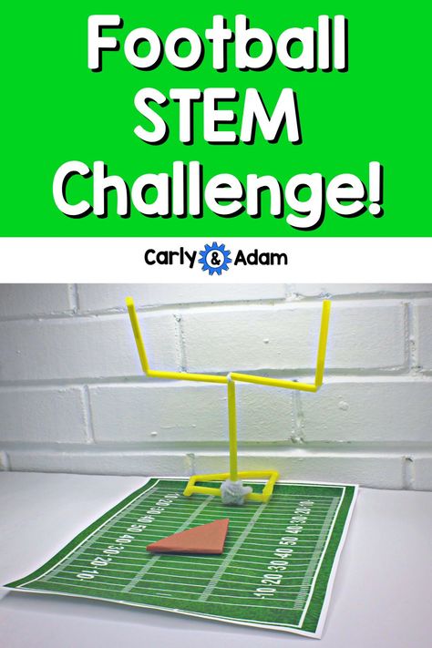 It's an amazing resource for STEM club, STEM Teachers, and elementary teachers who want to create a hands-on educational environment in their classroom! Stem Challenges For Kids, Stem Fair Projects, Football Goal Post, Challenges For Kids, Paper Football, Stem Lessons, Football Activity, Stem Club, Easy Stem