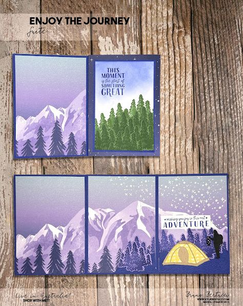 Greatest Journey Stampin Up Cards, Su Greatest Journey Cards, Enjoy The Journey Stampin Up Cards, Stampin Up Majestic Mountain Dies, Stampin Up Greatest Journey Cards, Stampin Up Adventurous Sky Cards, Stampin Up Greatest Journey, Cards With Mountains, Stampinup Greatest Journey