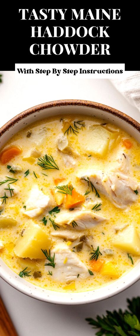 Image for Tasty Maine Haddock Chowder Haddock Soup Recipes, Haddock Chowder Recipe Maine, Haddock Chowder Recipe, Chowder Recipes Crockpot, Fish Chowder Recipe, Lenten Recipes, Carrot Cream, Fish Chowder, Chowder Recipe