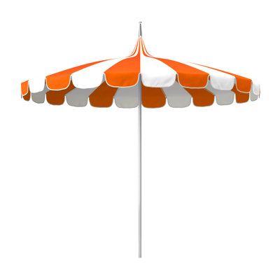 Searching for patio shade that offers chic style in addition to long-lasting performance? Look no further than this unique patio umbrella design! The vintage-inspired silhouette of this pagoda-style umbrella makes it a distinctive and perfect addition to any outdoor space. Its white aluminum center pole brightens the space around it while also providing sturdy support the opened umbrella, while the flexible fiberglass ribs offer improved wind resistance for worry-free relaxation under your shade Pagoda Umbrella, Scalloped Valance, Unique Patios, Sunbrella Umbrella, Umbrella Design, Patio Shade, Umbrella Designs, Outdoor Storage Sheds, Furniture Painting