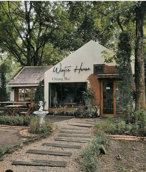 Cafe Exterior, Storefront Design, Desain Lanskap, Cafe Shop Design, Coffee Shops Interior, 카페 인테리어 디자인, Cafe House, Outdoor Cafe, Garden Cafe