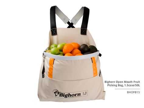 Bighorn 1.5case/50L Open Mouth Fruit Picking Bag | Product code BHOFB15 Picking Apples, Apron Sewing, Fruit Picking, Apron Sewing Pattern, Sewing Aprons, Stone Fruit, Open Mouth, Apples, Sake