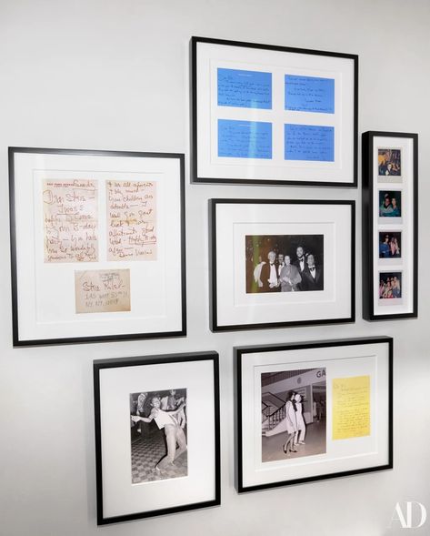 How To Display Small Photos, Family Portrait Framing Ideas, Huge Gallery Wall Living Rooms, Mixed Photo Frames Wall Ideas, Framed Notes Display, Adventure Photo Wall, Personal Gallery Wall, Framed Film Photos, Art For Powder Room