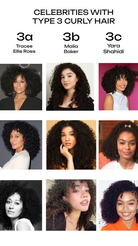 celebrities, celebrities with curly hair, curls, curly hair, 3a, 3a hair, 3b, 3b hair, 3c, 3c hair, type 3 hair, tracee ellis ross, yara shahidi, malia baker #celebrities #curlyhair #traceeellisross #maliabaker #yarashaidi Tracee Ellis Ross Hair, Type 3 Hair, 3c Hair Type, Curly Hair Celebrities, 3a Curly Hair, Malia Baker, 3c Curly Hair, 3a Hair, 3b Hair