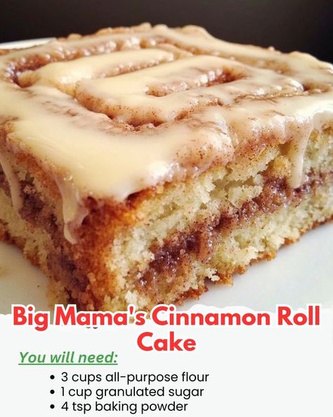 Big Mama Cake, Big Mama Cinnamon Roll Cake, Baking Homemade, Cinnamon Cake, Big Mama, Cinnamon Roll Cake, Baked Treats, Roll Cake, No Bake Treats