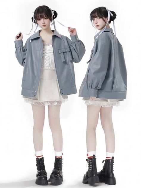 SizeSMLFull Length384042Waist606468 Steampunk Fashion Male, White Skort, Clothing Design Sketches, Concept Clothing, Pu Leather Jacket, Fashion Inspiration Design, Outfits With Hats, Cute Poses, Kpop Outfits