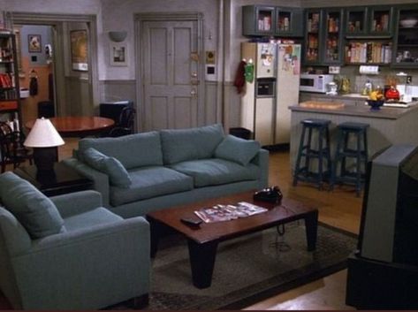 Seinfeld's living room Seinfeld Aesthetic, Living Room 90s, Living Room 80s, 80s Living Room, 90s Living Room, Tv Living Room, 90s Interior, Tv Show House, 80s House