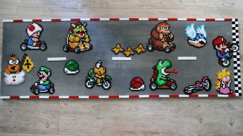 Perler Beads Mario Cart, Mario Kart Perler Beads, Perler Mario, Hama Beads Mario, Mario Crafts, Perler Bead Mario, Perler Projects, Easy Perler Bead Patterns, Perler Bead Templates