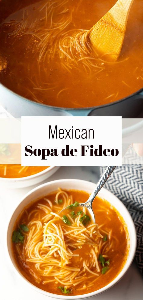 Fideo Soup Recipe, Pasta Mexicana, Vegetarian Tomato Soup, Mexican Noodle Soup, Hearty Vegetarian Soup, Fideo Recipe, Video Classic, Mexican Soup Recipes, A Spicy Perspective