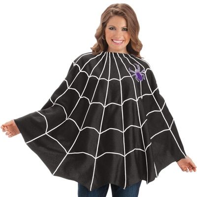 Spider Web Halloween Poncho Grandin Road Halloween, Poncho Diy, Halloween Block Party, Baby Kostüm, Katherine's Collection, Spooky Spiders, Halloween Headband, Halloween Spider Web, Halloween Costume Accessories