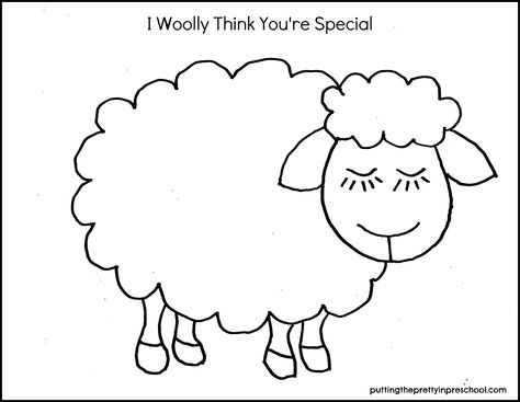 Cute woolly sheep template for a Valentine's Day craft. Wool Farming Activities For Kids, Woolly Sheep Craft, Wool Farming Preschool Activities, Sheep Printable Template, Sheep Printable Free, Sheep Template Free Printable, Sheep Craft Template, Lamb Template, Sheep Template